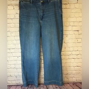 Talbots Classic Light Blue Wide Leg Denim Trouser Jeans High Rise Minimalist 8